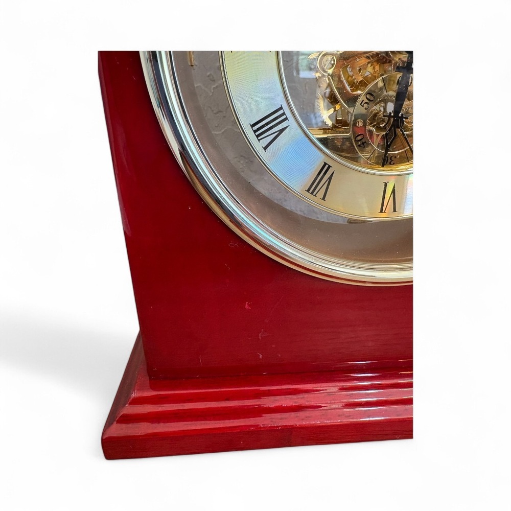 Plymouth Series Rosewood Desk Clock Roman Numerals Skeleton Movement - Picture 6 of 9
